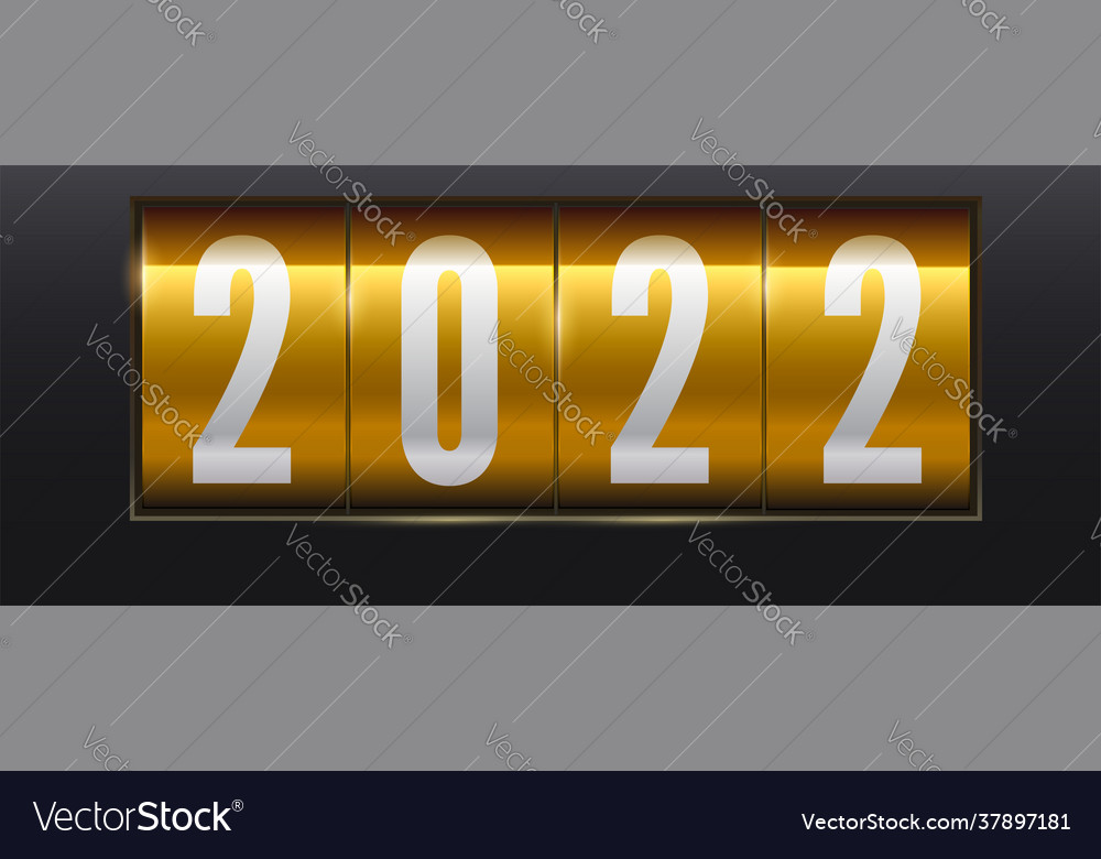 White numbers 2022 on golden background Royalty Free Vector