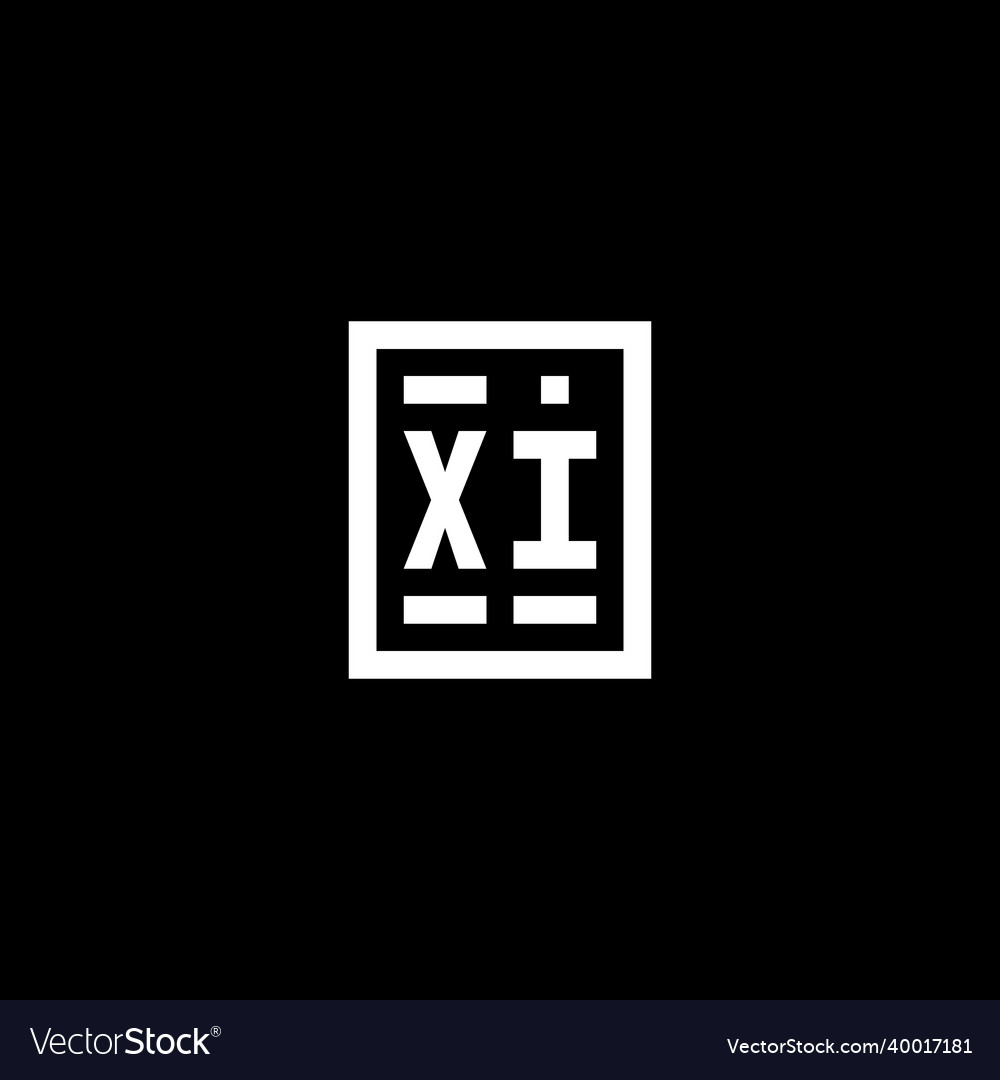 Xi initial logo with square rectangular shape