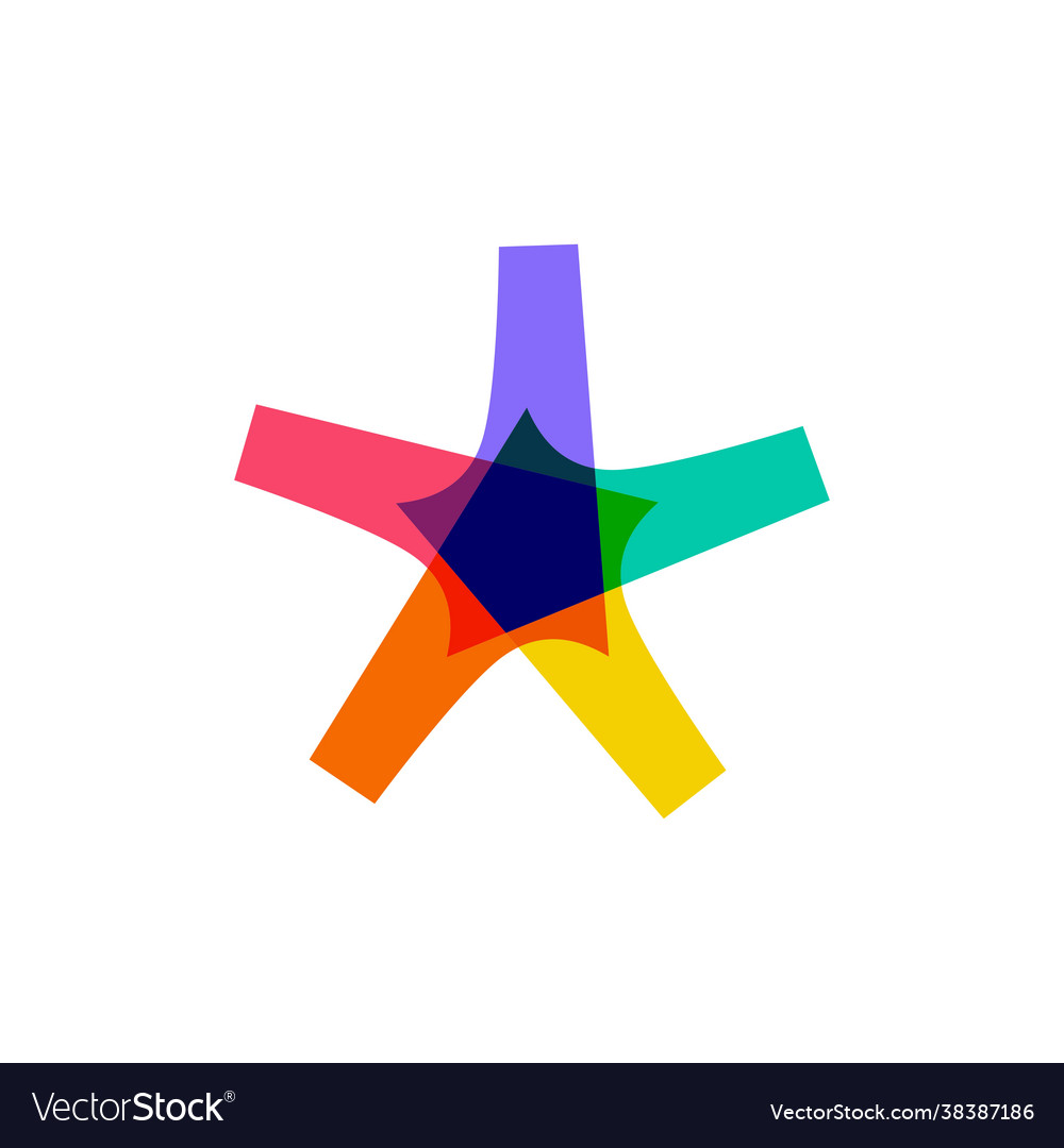 Asterisk symbol sign overlapping color logo icon