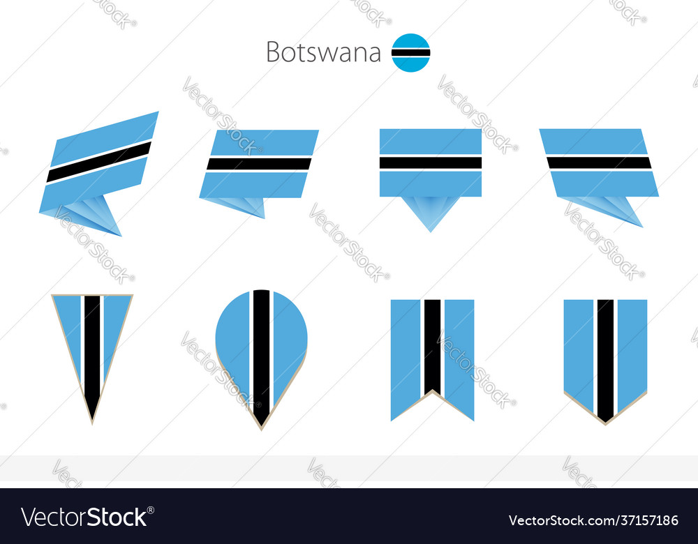 Botswana National Flag Sammlung acht Versionen