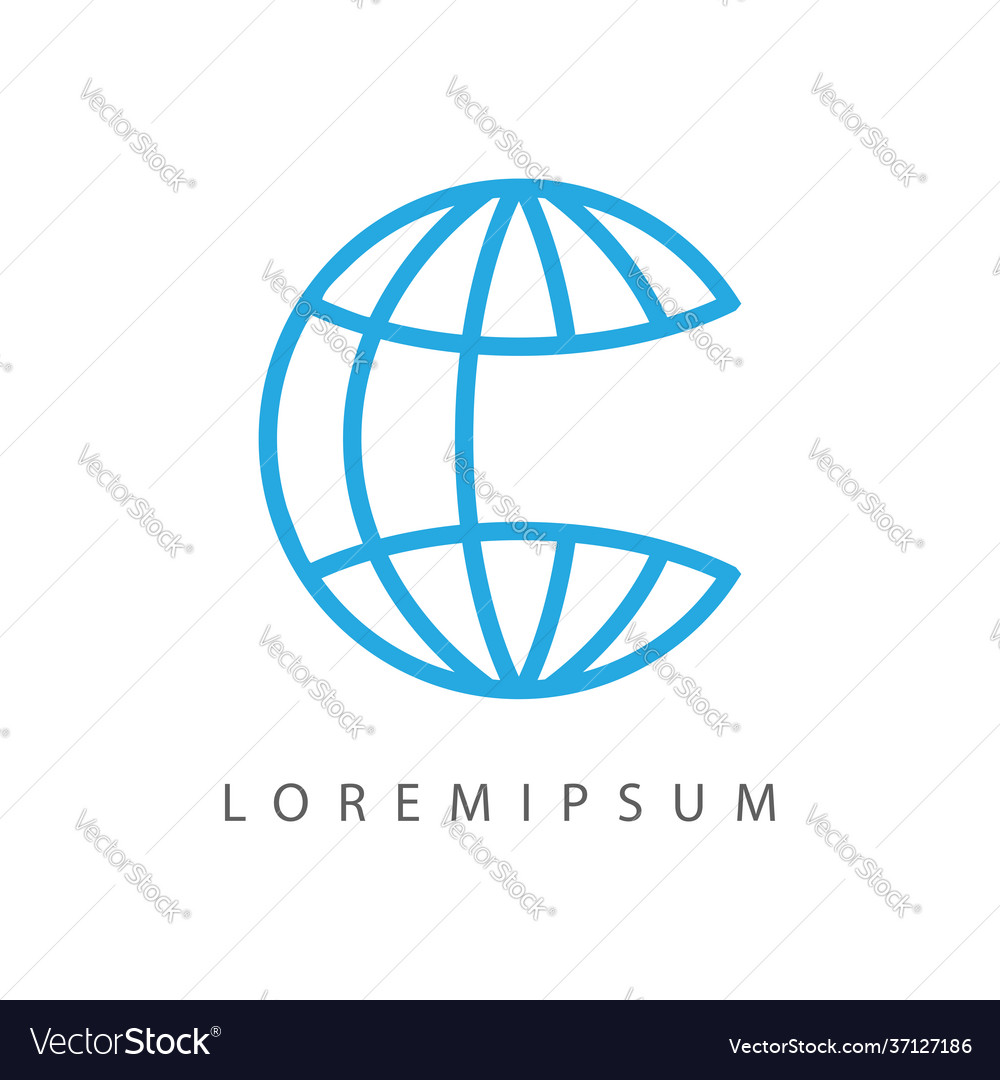 C Letter Globe Logo - World Initial Template