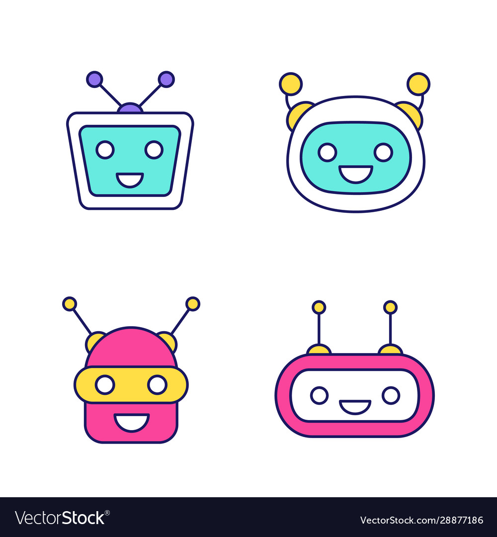 Chatbots color icons set vector image Chatbots color icons set