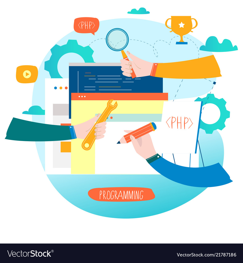 Entwicklung der Programmier-Websites vector image Entwicklung der Programmier-Websites