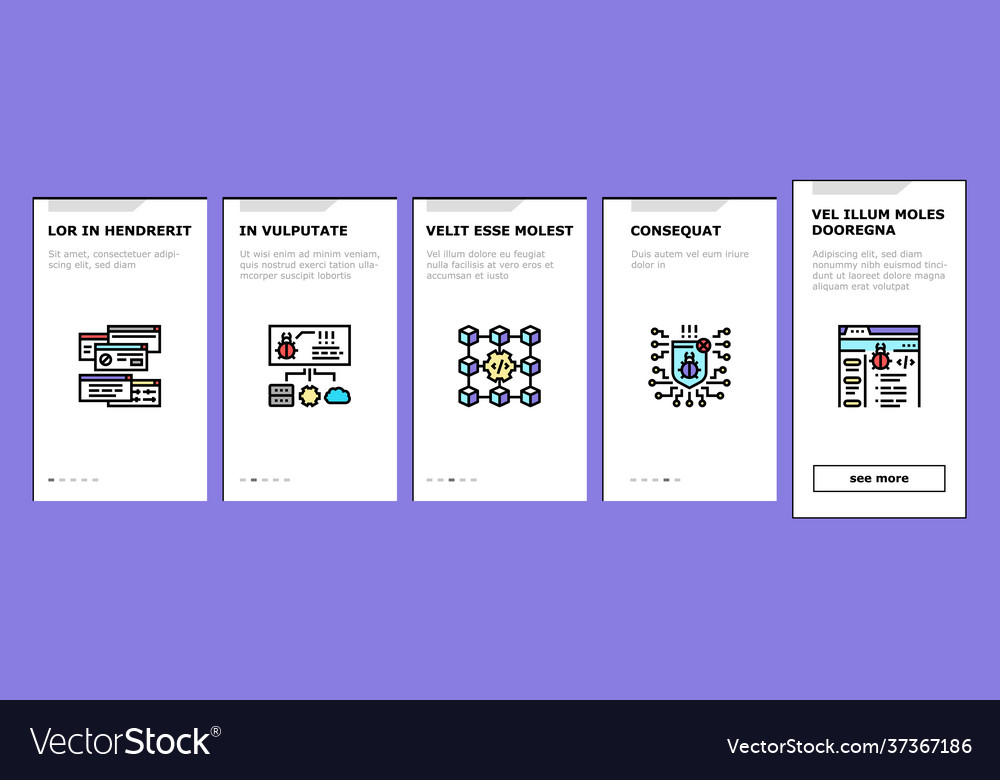 Debug research and fix onboarding icons set vector image Debug research and fix onboarding icons set