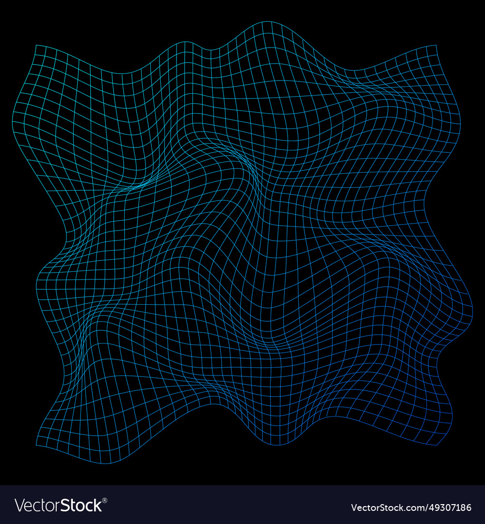 Distorted neon grid pattern wireframe wave vector image Distorted neon grid pattern wireframe wave