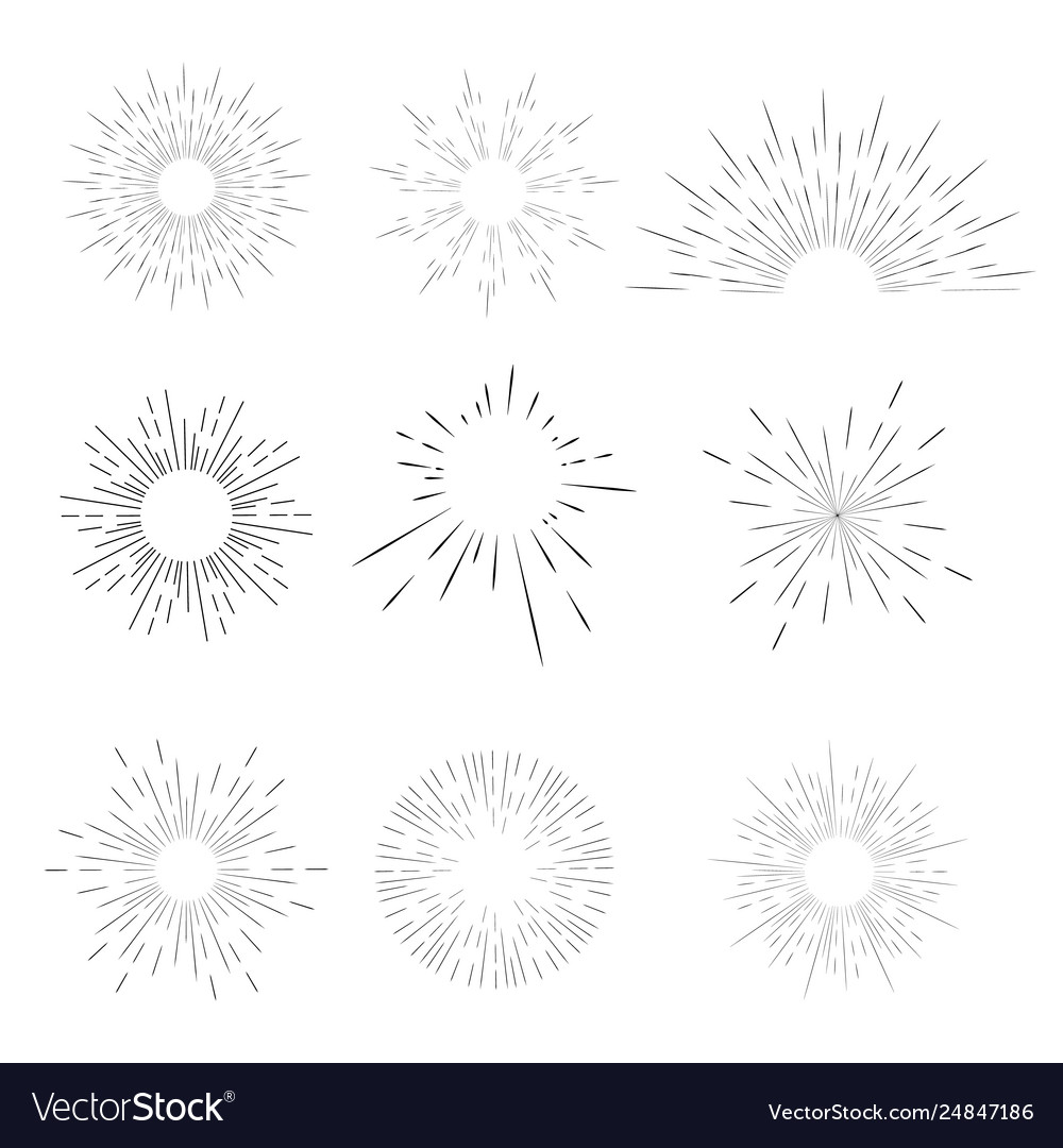 Geometric radial line sunburst sun or stars vector image Geometric radial line sunburst sun or stars