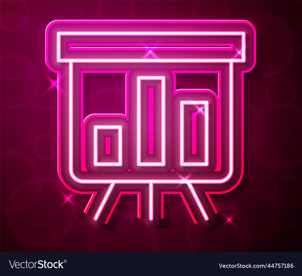 Glowing neon line board with graph chart icon vector image Glowing neon line board with graph chart icon