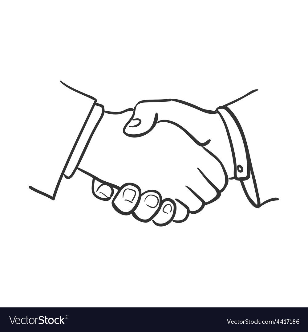 Hand draw doodle handshake Royalty Free Vector Image