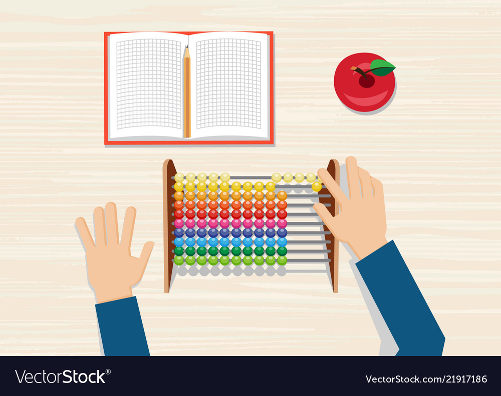 Hand using the abacus calculating tool