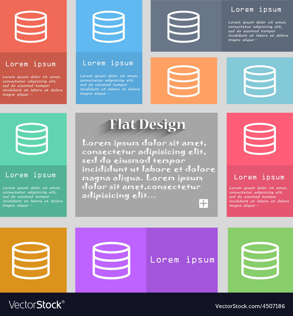Hard disk and database icon sign set