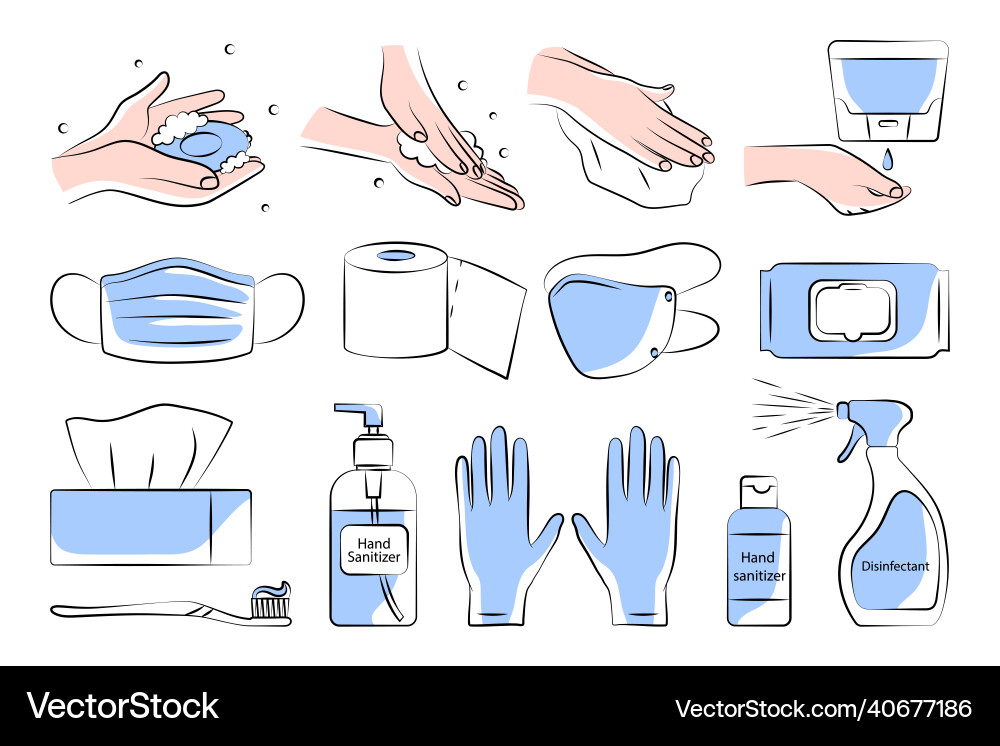 Hygiene flat set Royalty Free Vector Image - VectorStock