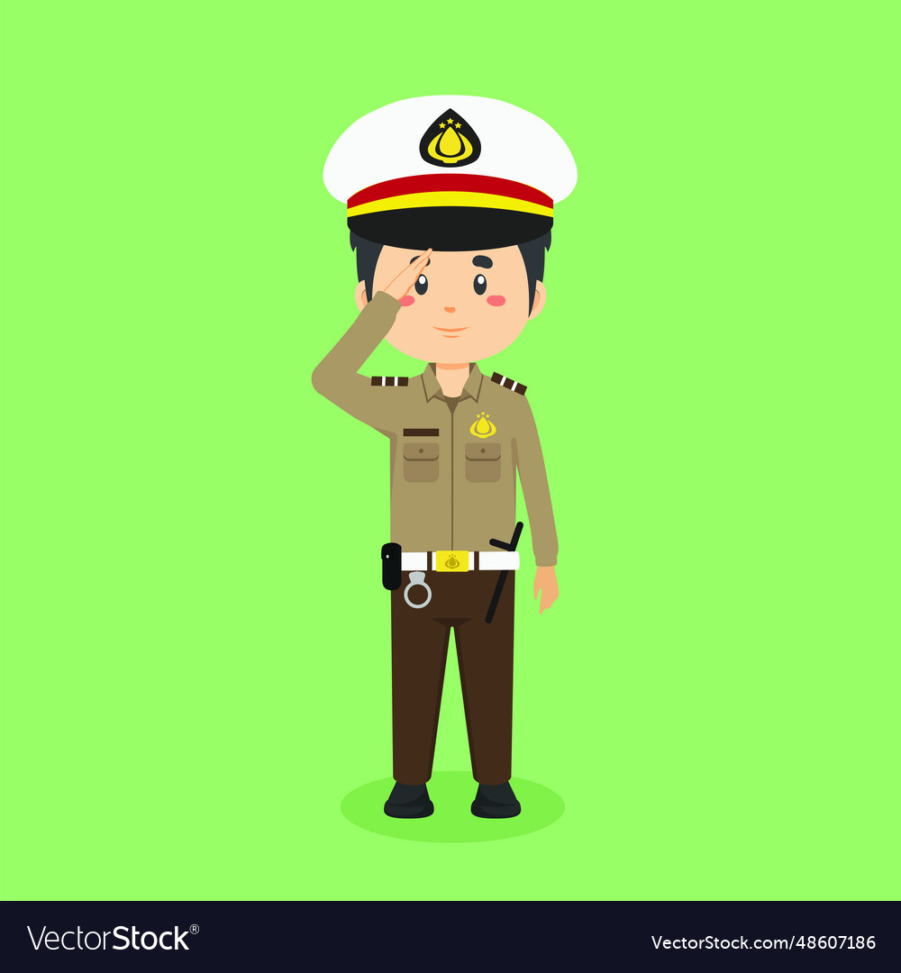 Indonesian police being respectful Royalty Free Vector Image