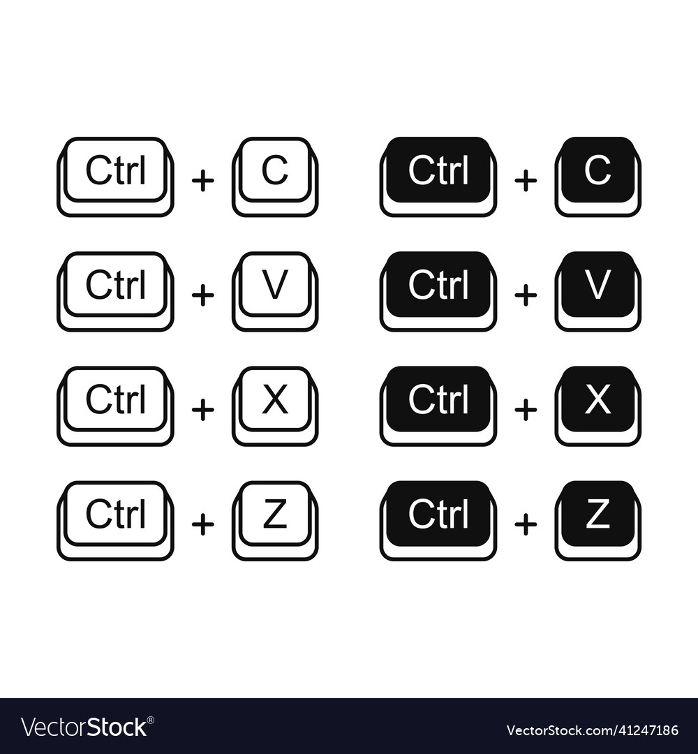 keyboard-shortcuts-set-cut-copy-paste-and-undo-vector-image