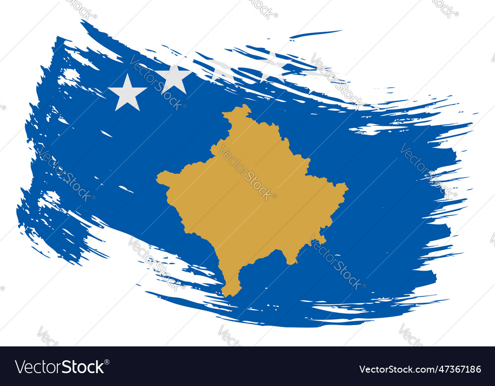 Kosovo brush stroke flag background hand drawn Vector Image