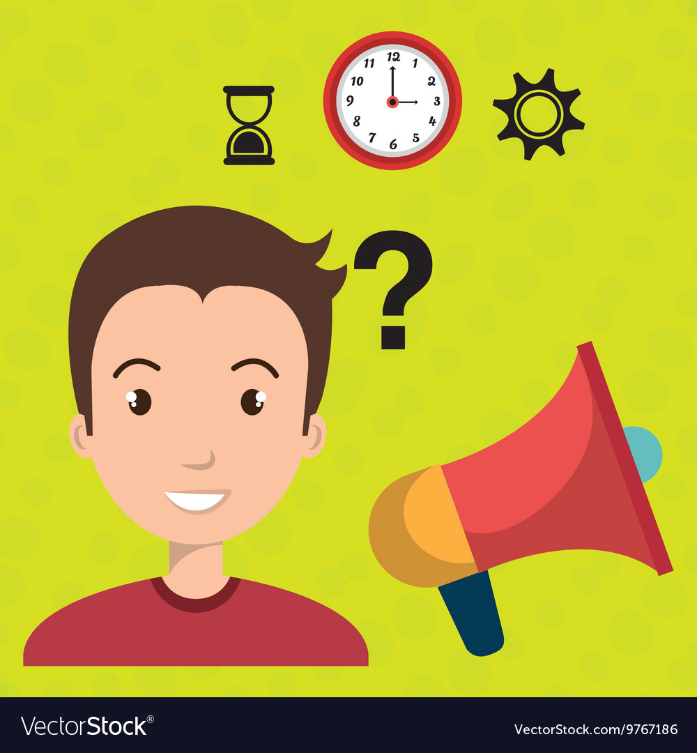 Man with speaker isolated icon design