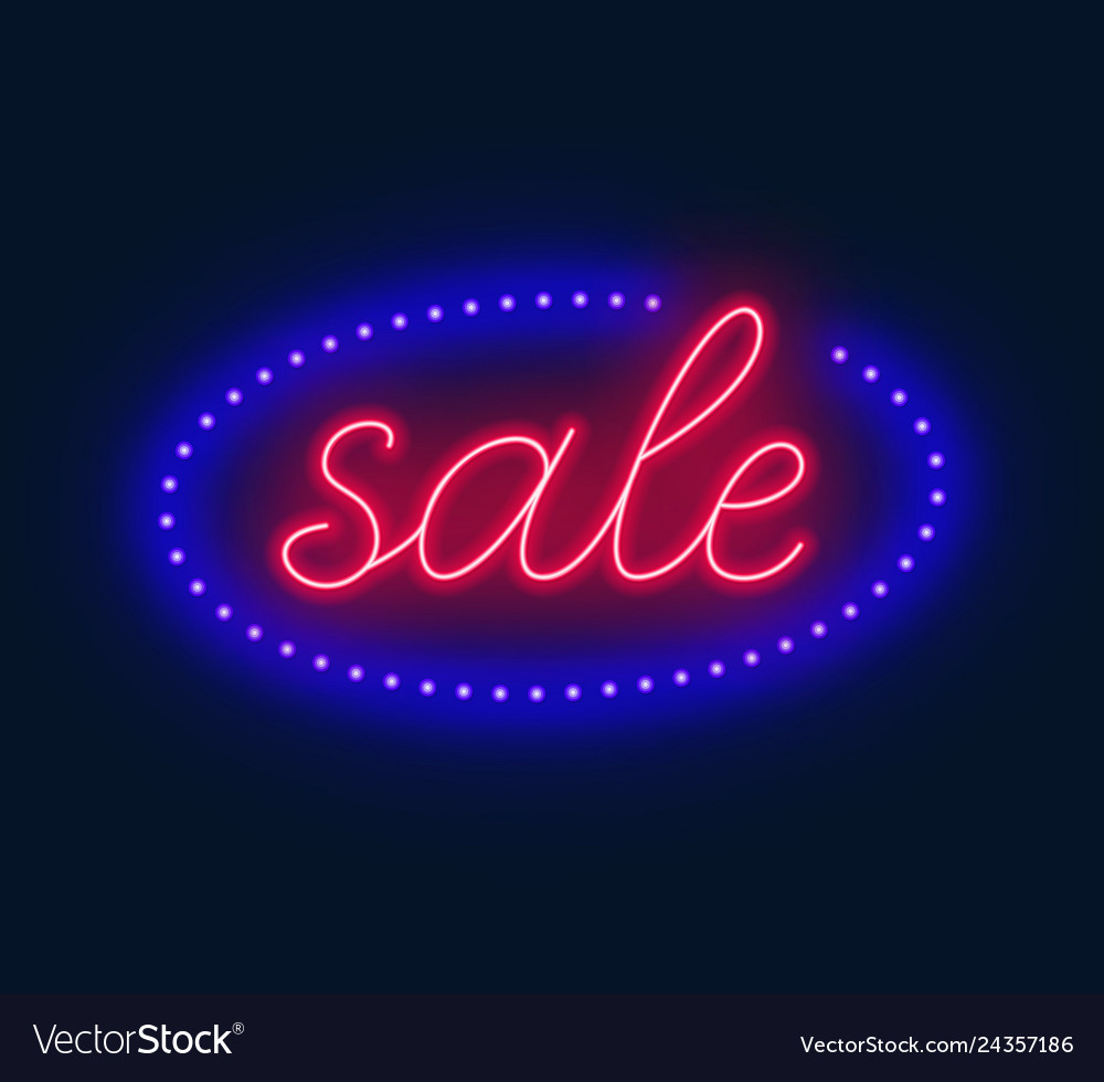 Sale neon sign advertising board on dark Vector Image