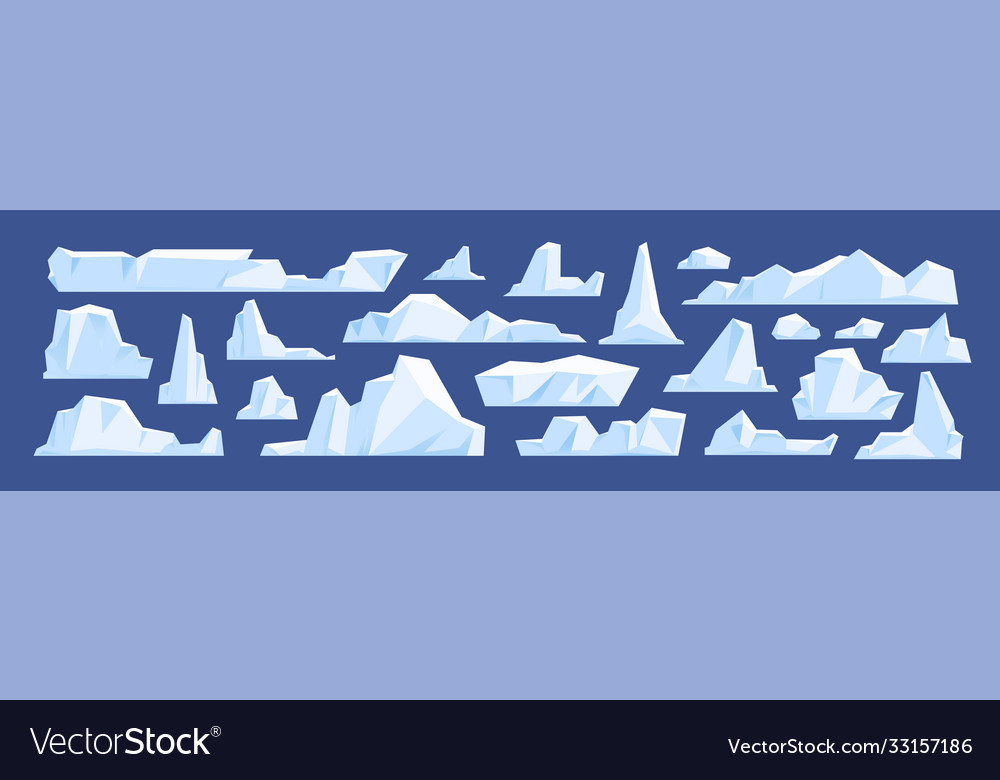 Set floating glacier iceberg in north sea
