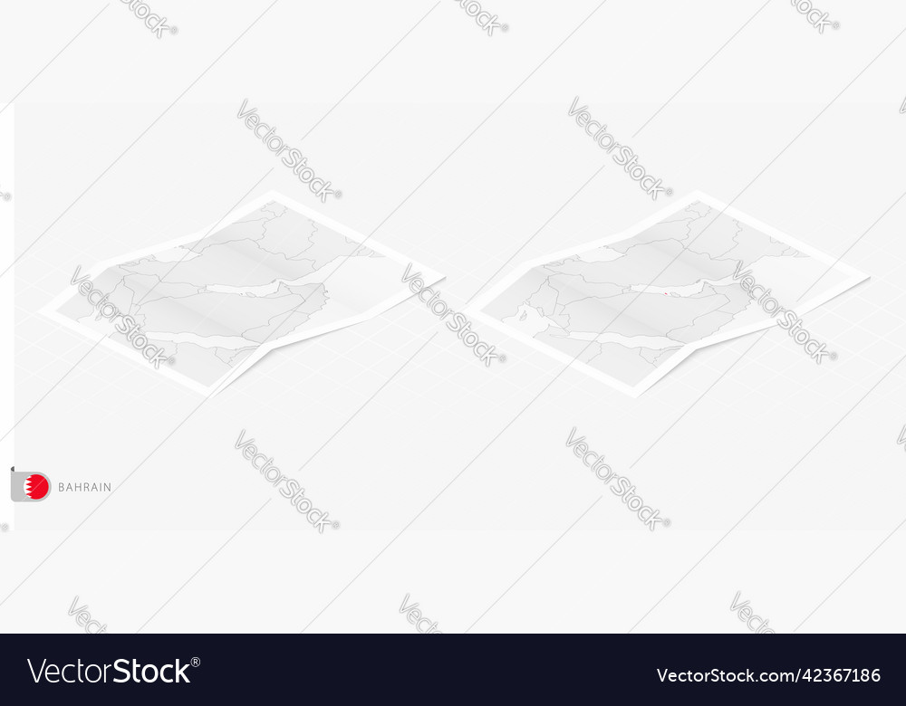 Set of two realistic map bahrain with shadow Vector Image Set of two realistic map bahrain with shadow