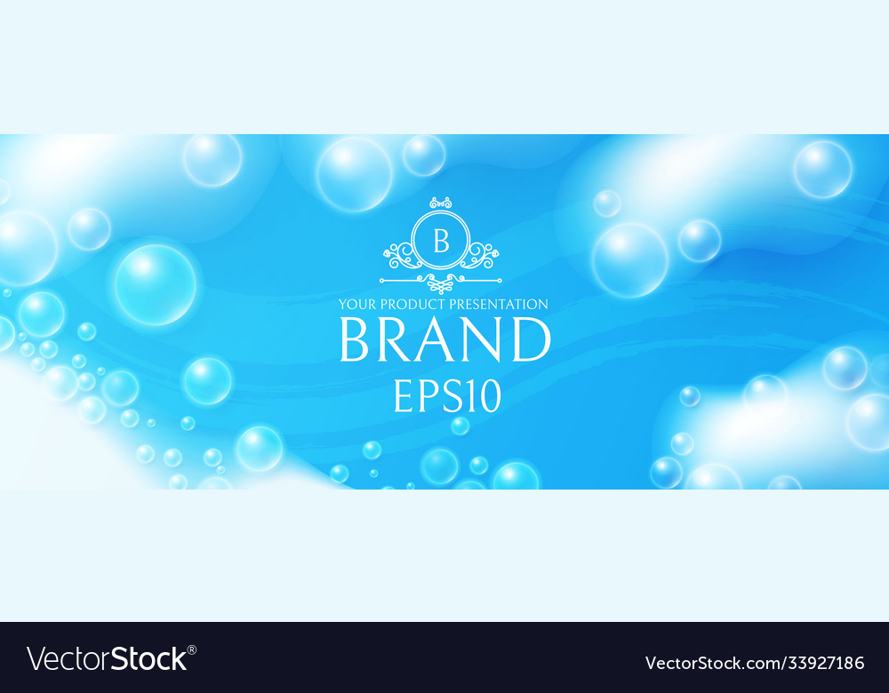 Soap foam on blue background white transparent Vector Image