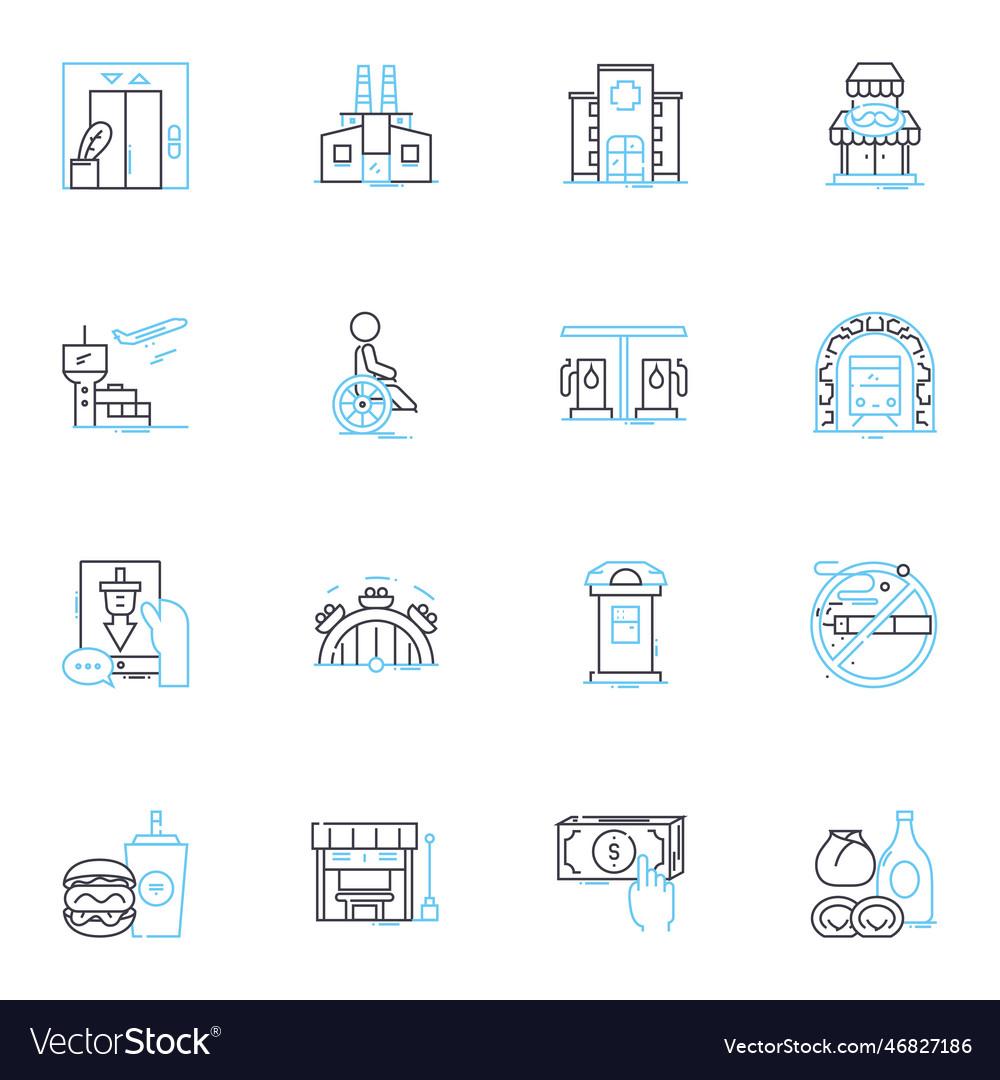 Trendsetting hub linear icons set pier Vector Image Trendsetting hub linear icons set pier