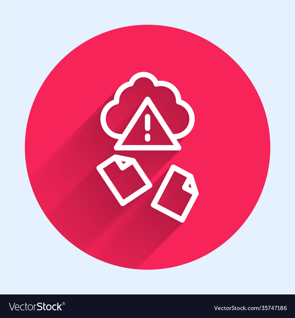White line cloud hacking icon isolated with long vector image White line cloud hacking icon isolated with long