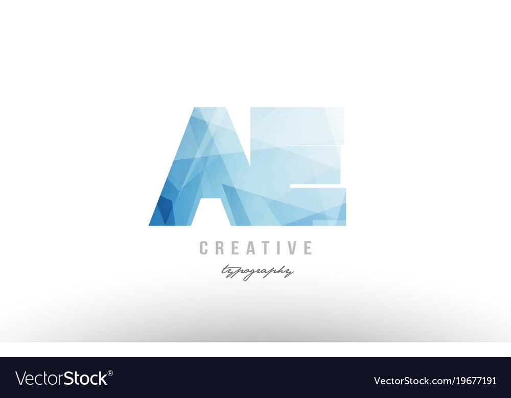 Ae a e blue polygonal alphabet letter logo icon