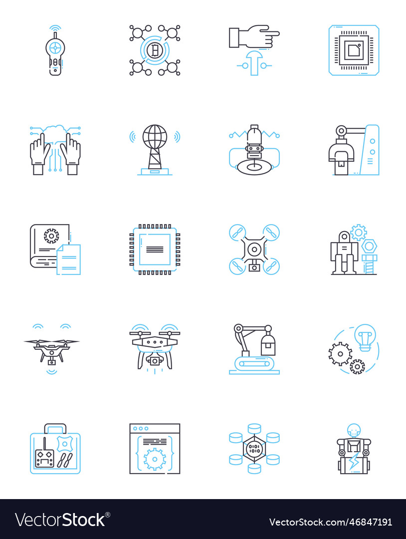 Künstliche Intelligenz lineare Icons Set