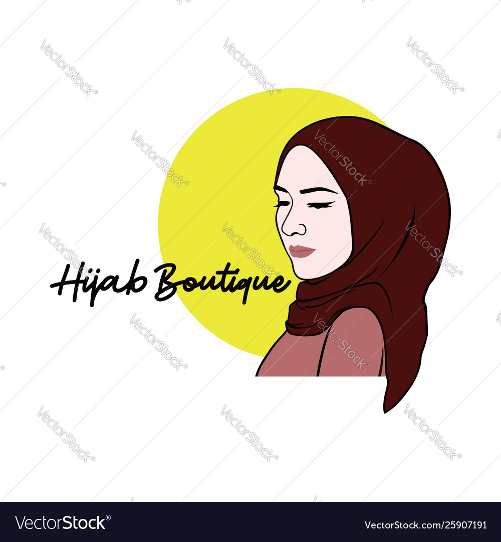 Beautiful stylish hijab girl logo brand Royalty Free Vector