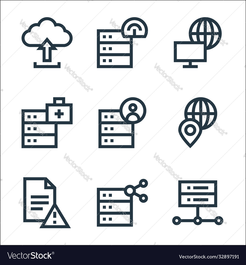 Big data line icons linear set quality vector image Big data line icons linear set quality