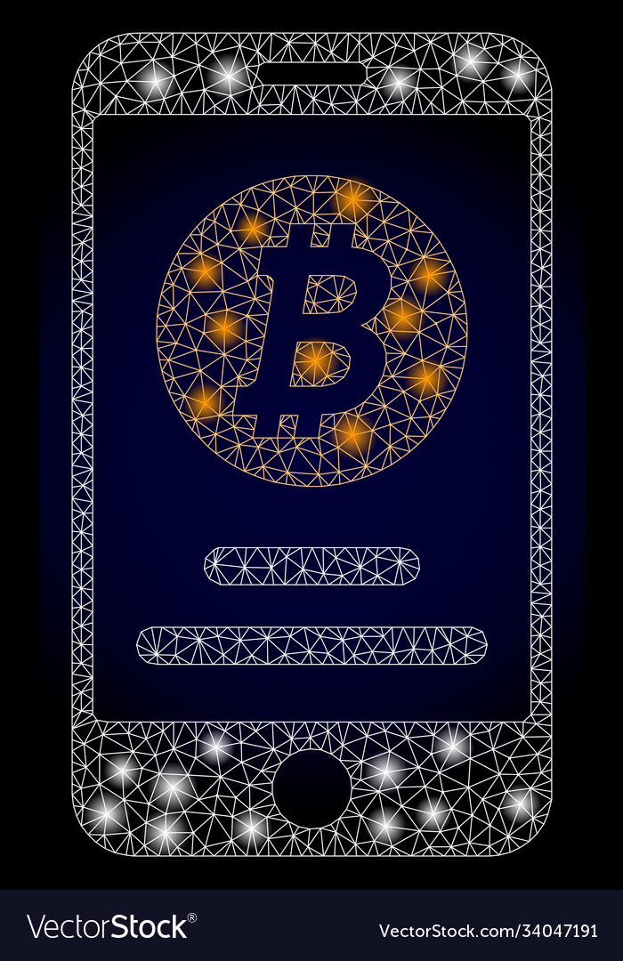 Bright web net mobile bitcoin account with glare vector image Bright web net mobile bitcoin account with glare