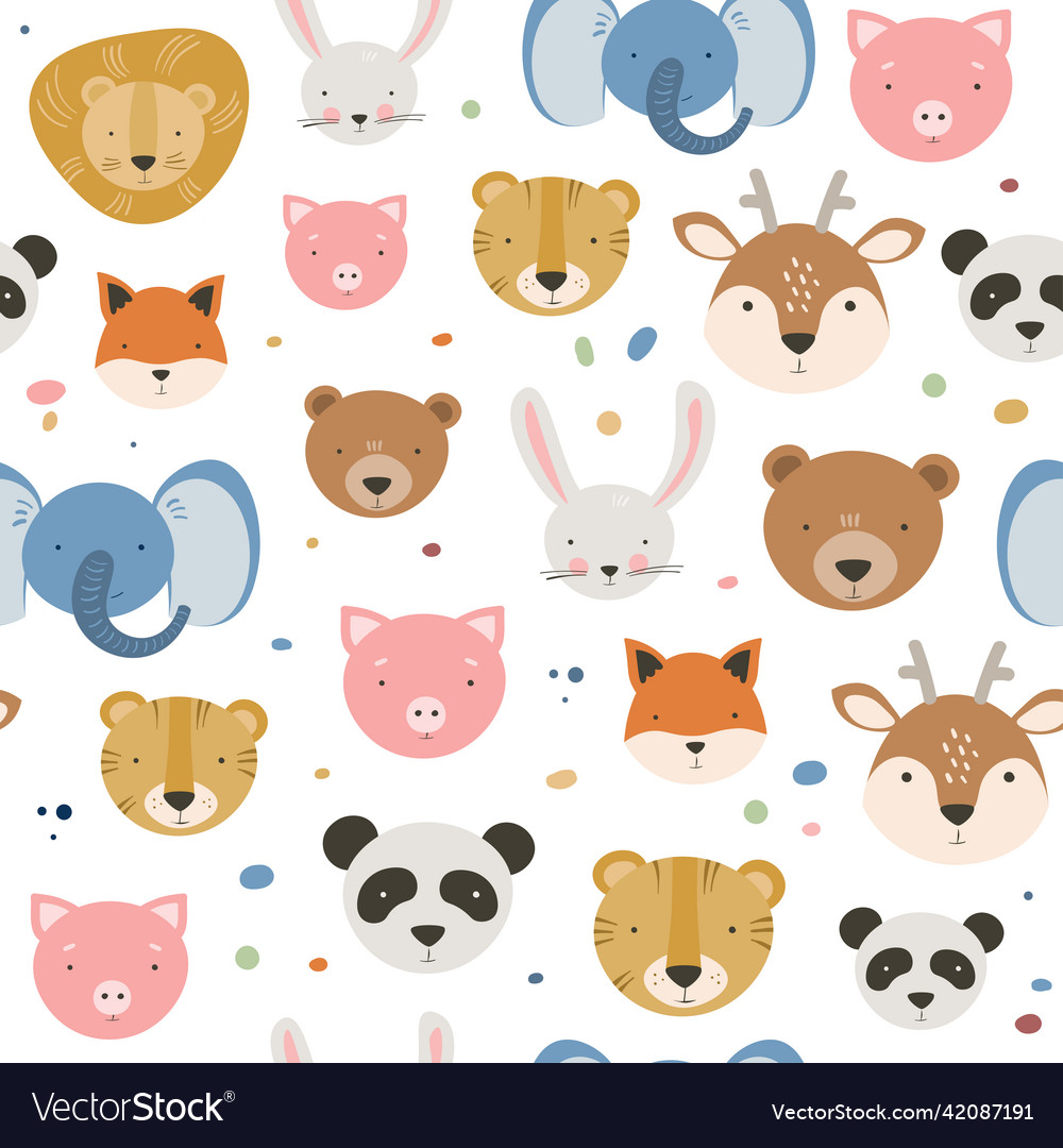 Cartoon animal head pattern for wrapping paper