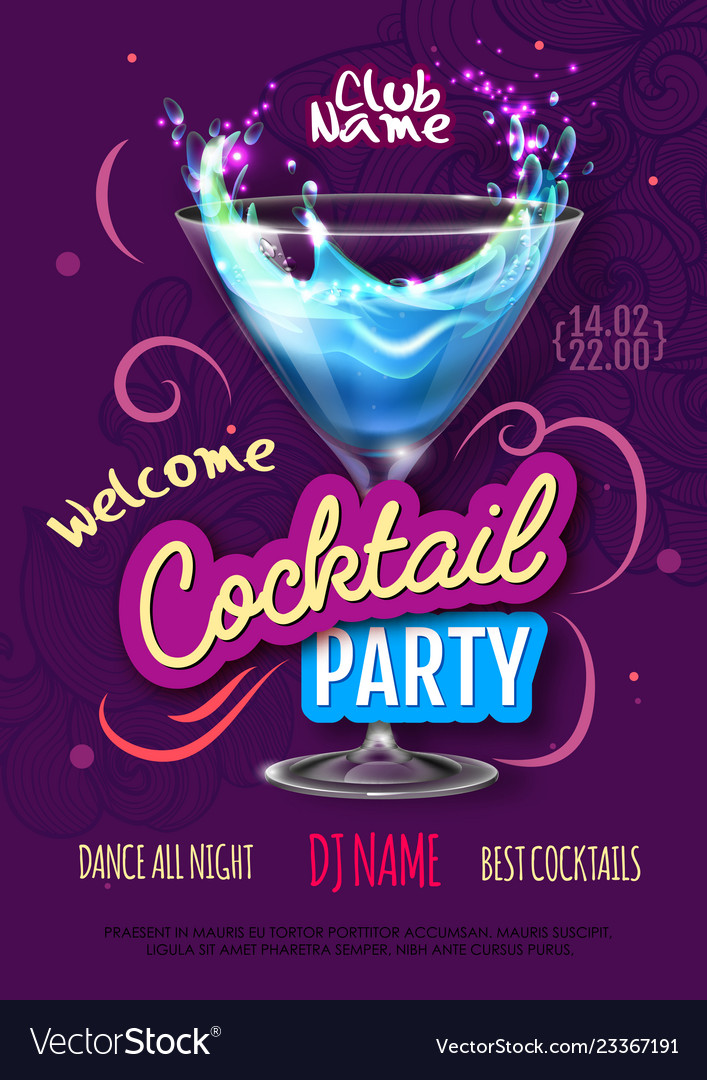 Cocktail party poster in eclectic modern style Vector Image