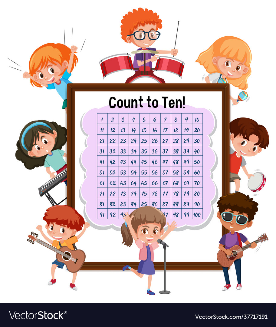 Counting number 1-100 board with many children