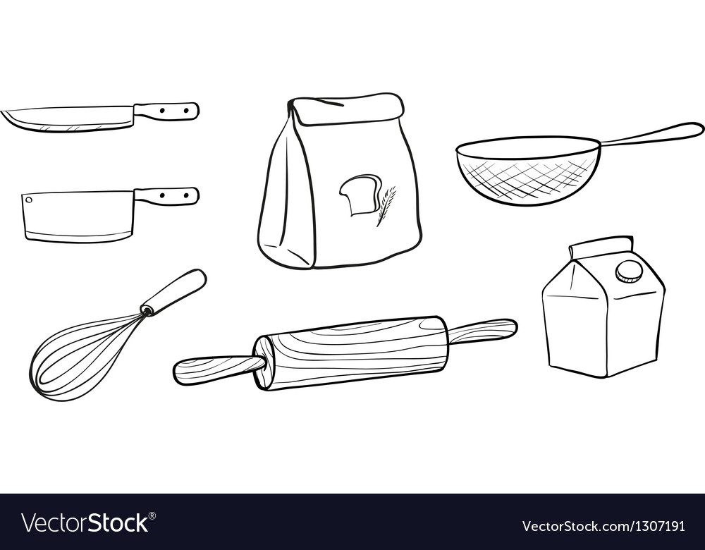 Different kinds baking tools Royalty Free Vector Image