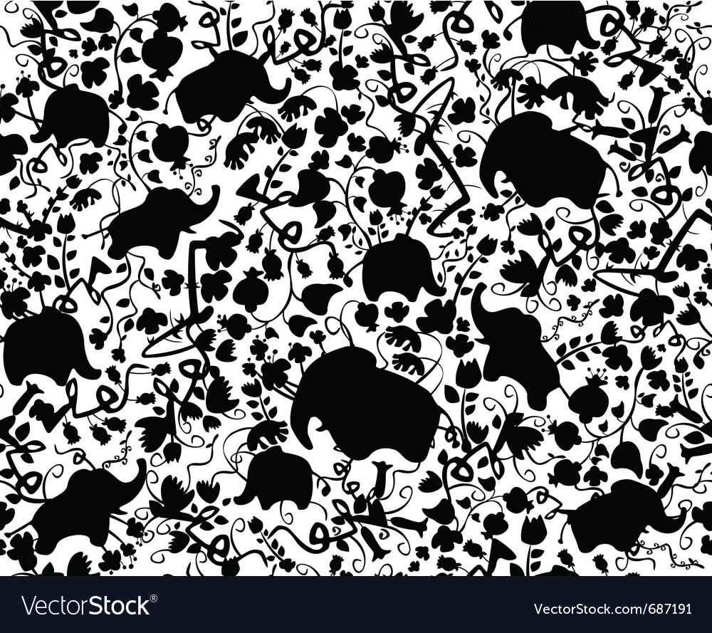Elegant Flora and Elephant Pattern