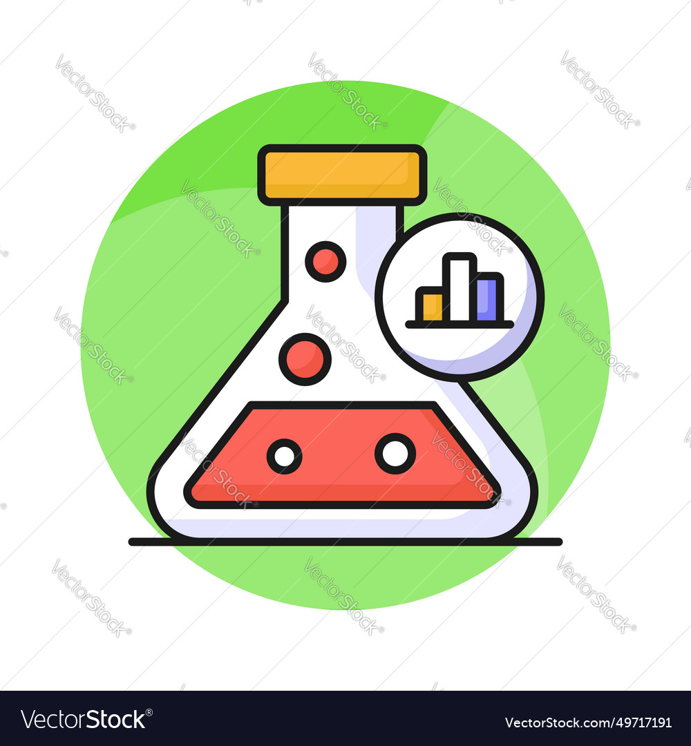 Flask with data chart denoting market