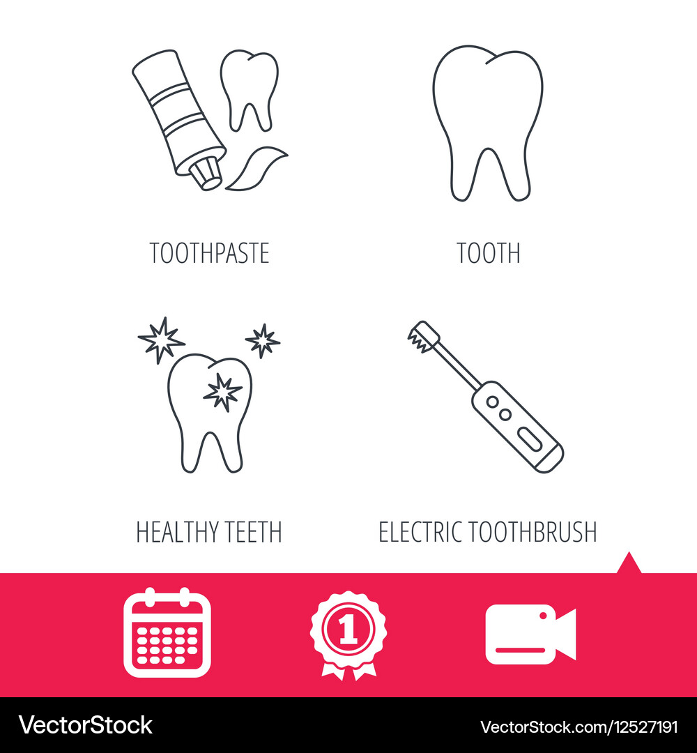 Healthy teeth tooth and toothpaste icons Vector Image