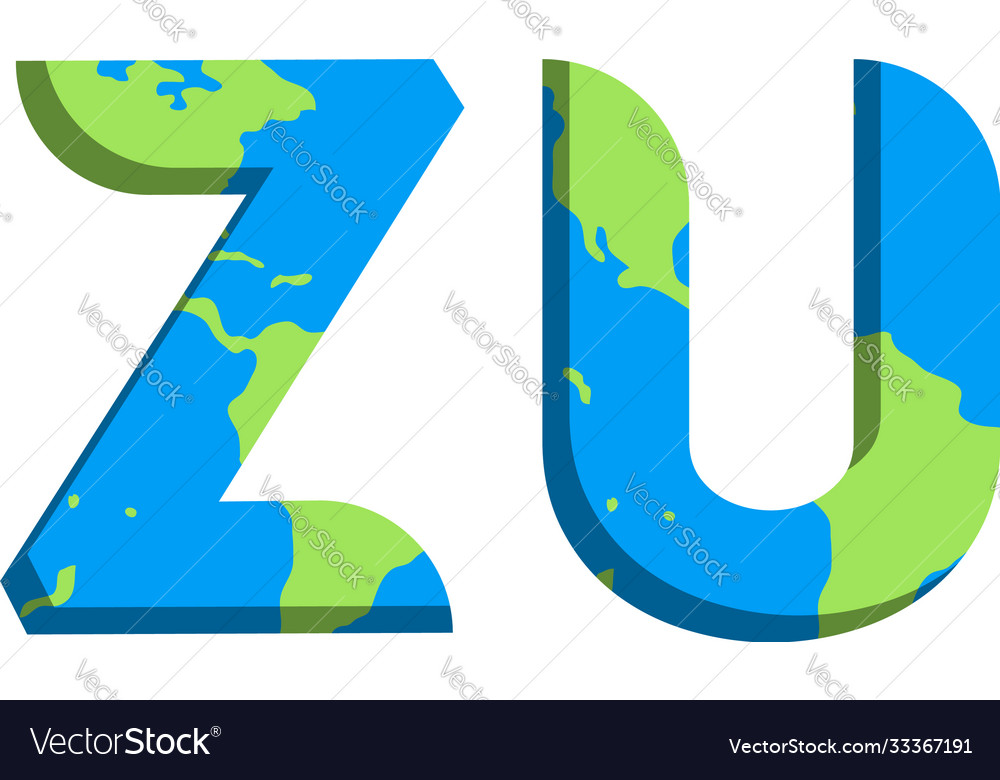 Initial zu logo design with world map style