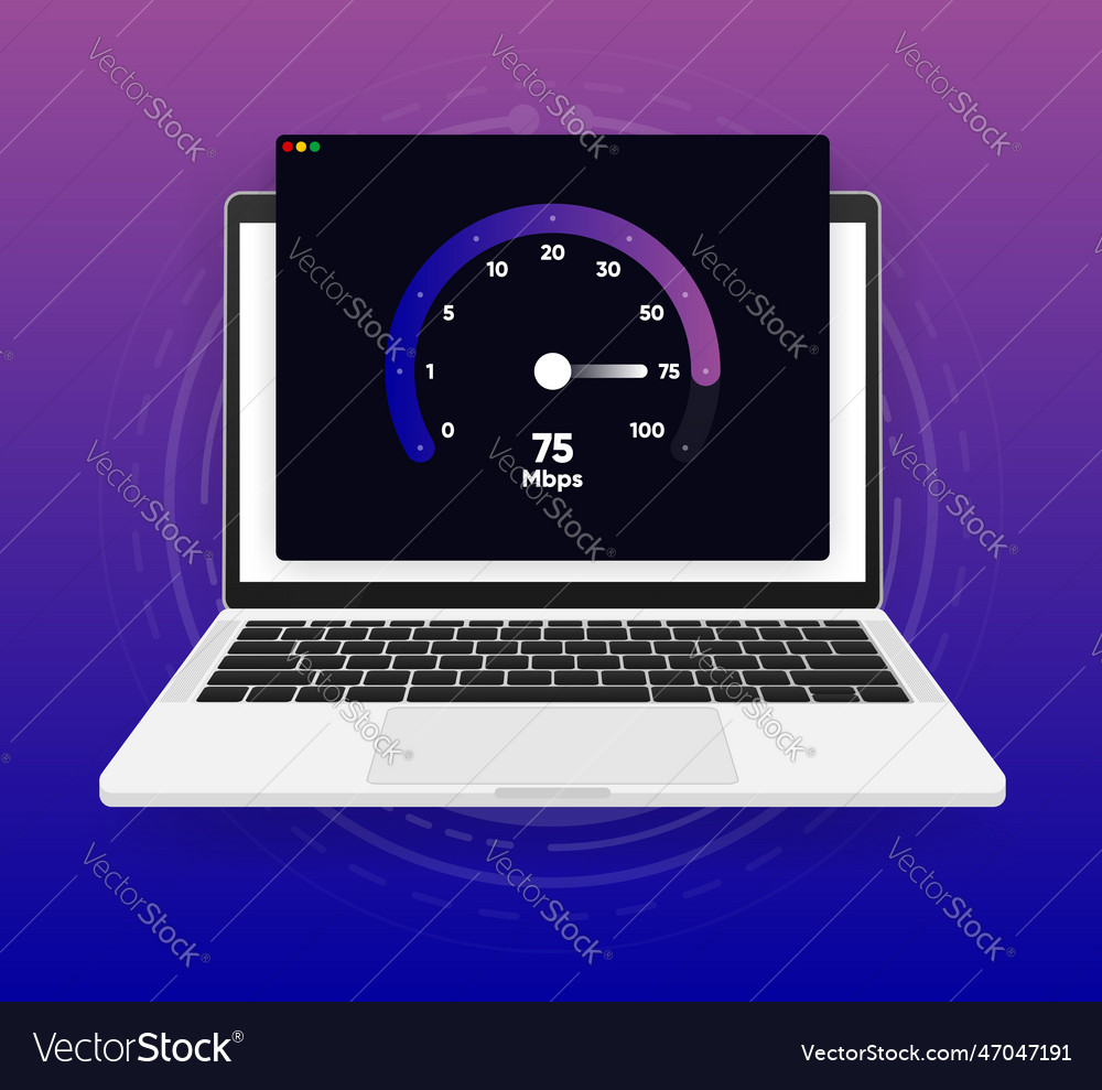 Internet download and upload speed test gauge