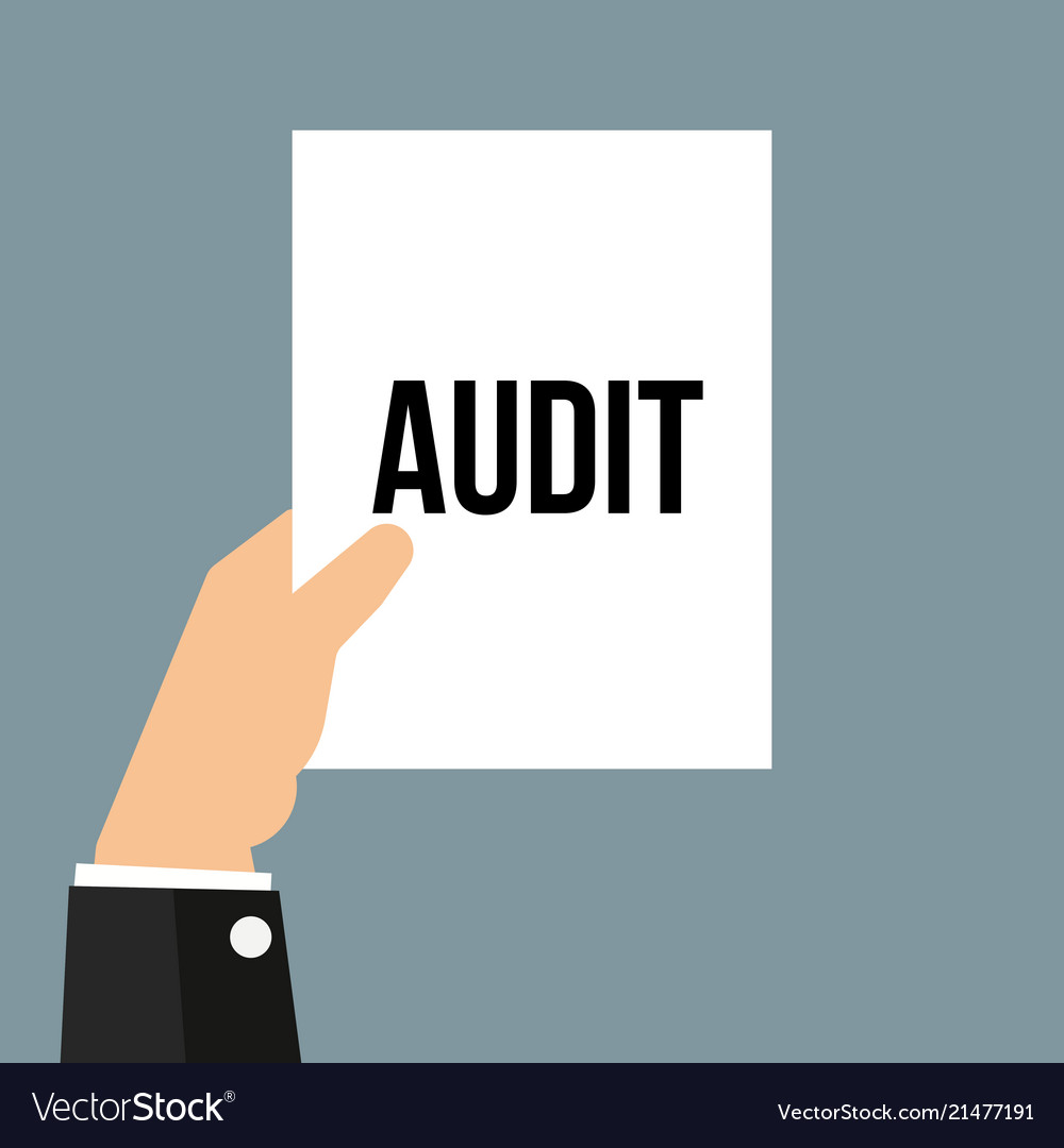 Man showing paper audit text vector image Man showing paper audit text