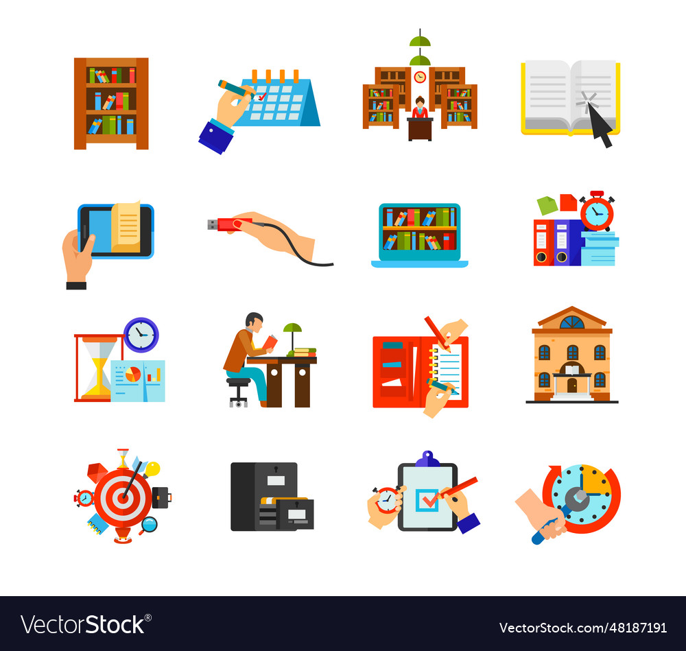 Preparing for exam icon set
