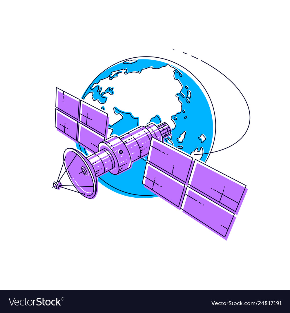 Satellite orbiting around earth spaceflight