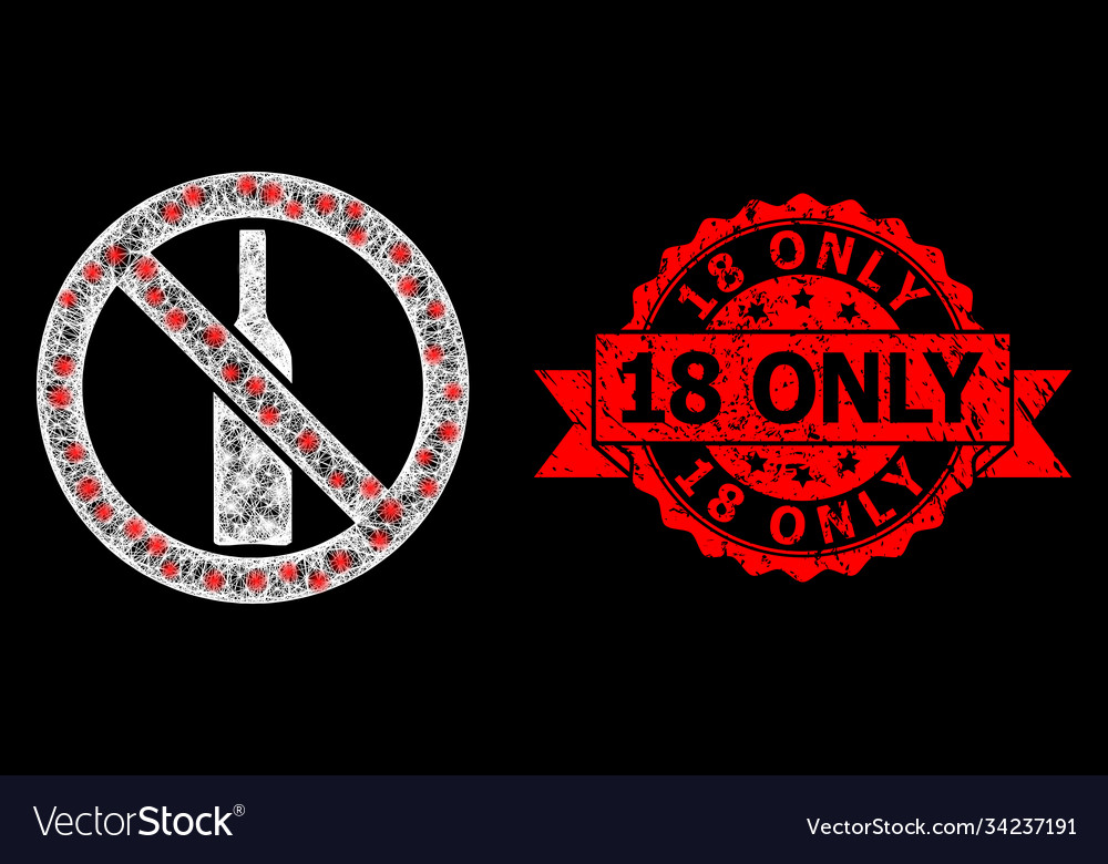 Scratched 18 only stamp and bright web net vector image Scratched 18 only stamp and bright web net
