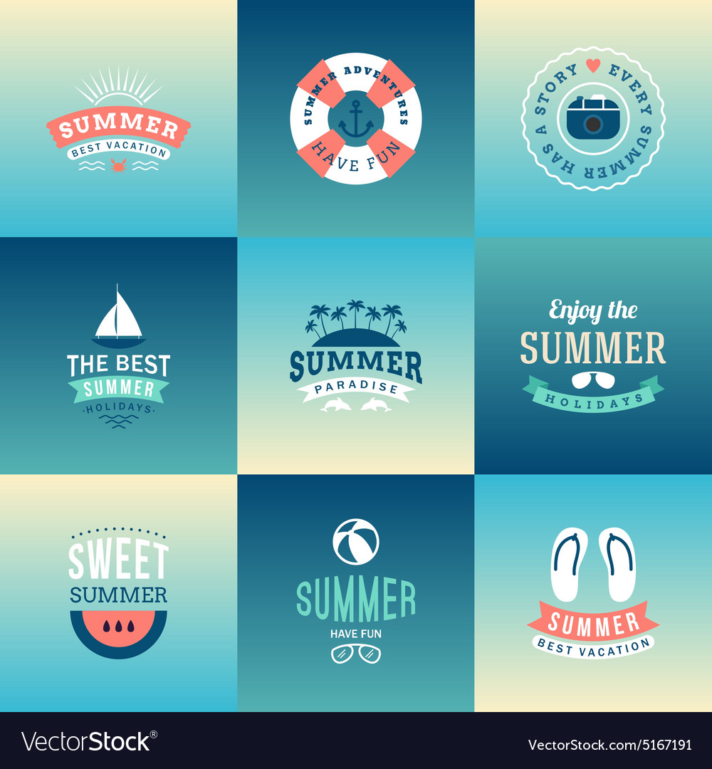 Set of design elements retro summer holidays Vector Image