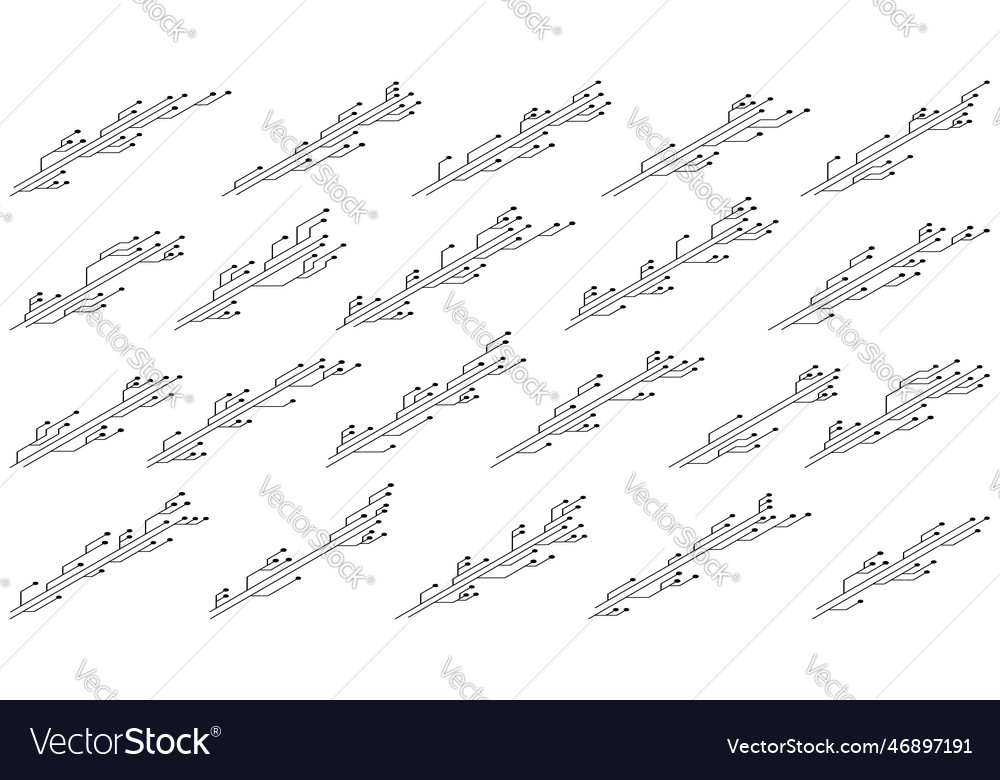 Set of isometric printed circuit board pcb tracks