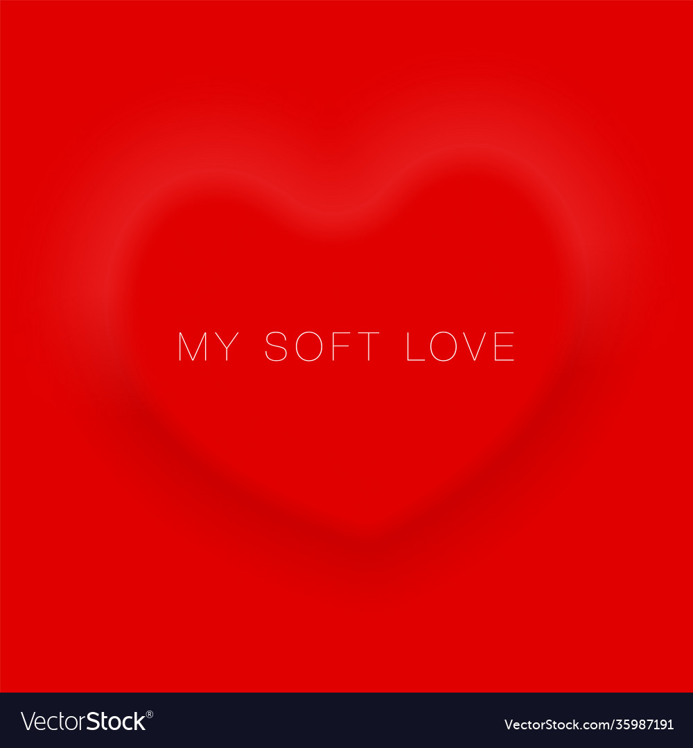Soft convex heart shape on red background single vector image Soft convex heart shape on red background single