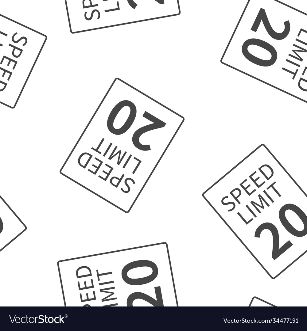 Speed limit 20 mph seamless pattern on a white