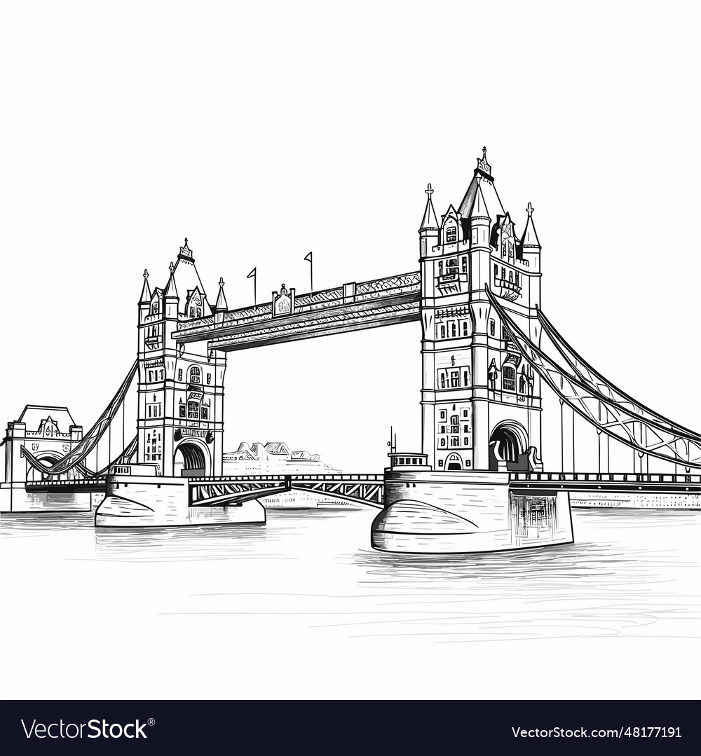 Tower bridge hand-drawn comic