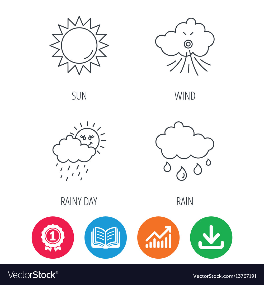 Weather sun and wind icons