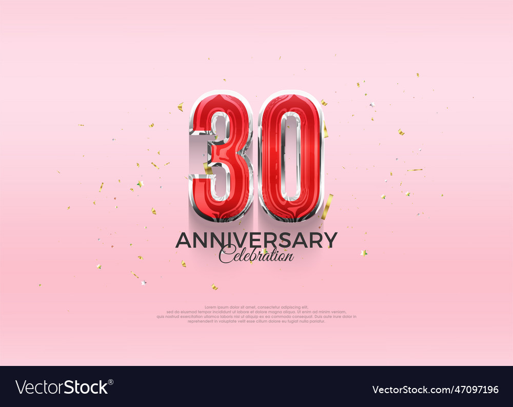 30th anniversary celebration 3d design Royalty Free Vector